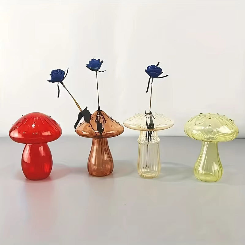 Florero hongo de vidrio